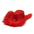 thumbnail image 1 of Doggy Parton, Dog and Cat Clothes, Fur Trimmed Cowboy Pet Hat, Red, XS/S, 1 of 10