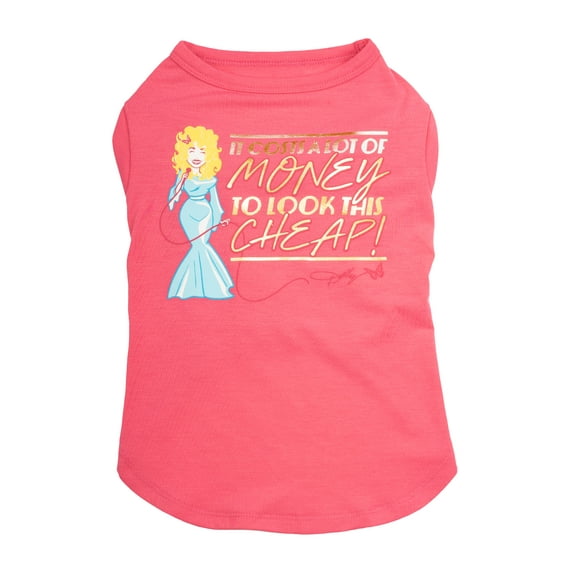 Doggy Parton, Dog and Cat Clothes, Look This Cheap Pet T-Shirt, Pink, XS