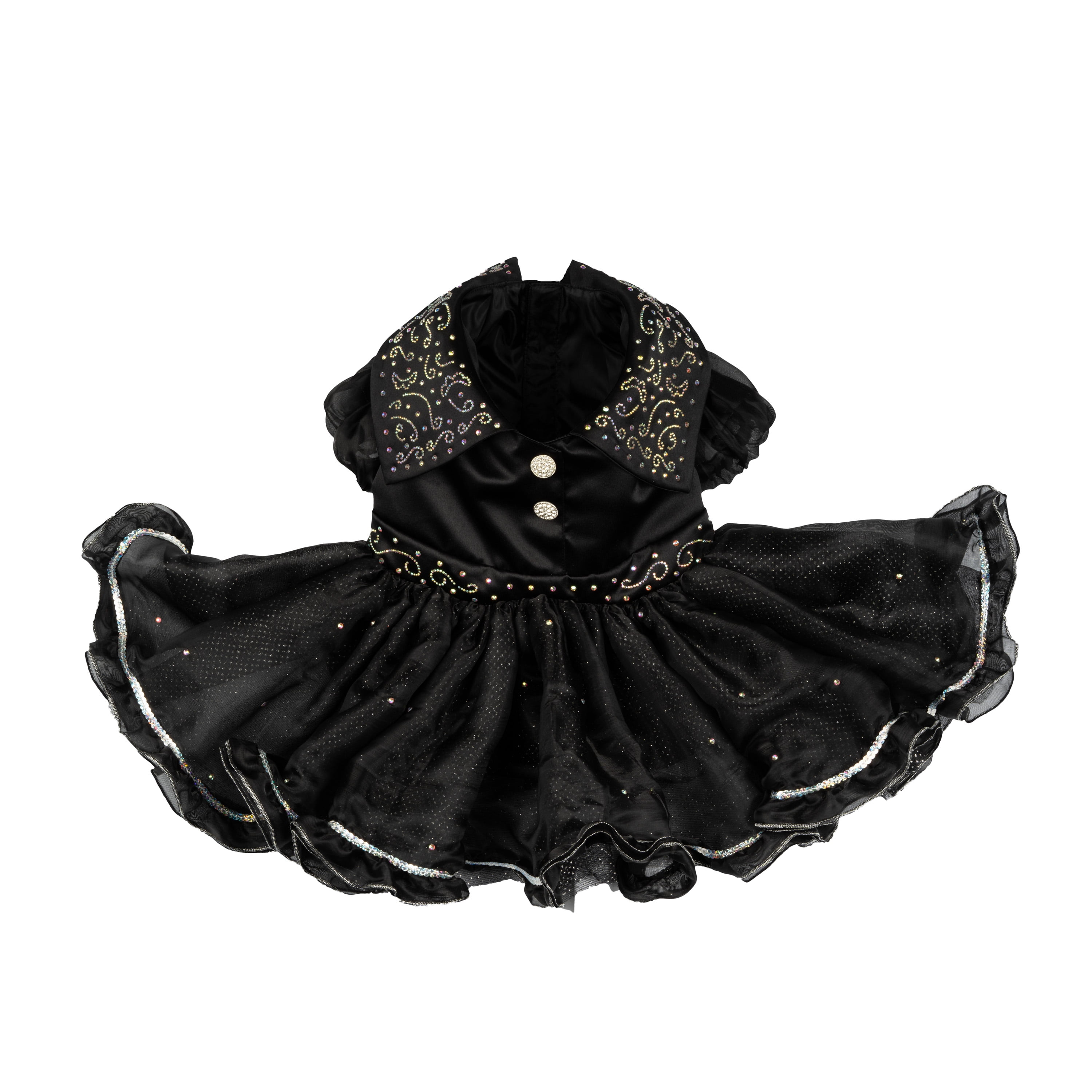 Doggy Parton, Dog and Cat Clothes, Shimmering Evening Pet Dress, Black, XS