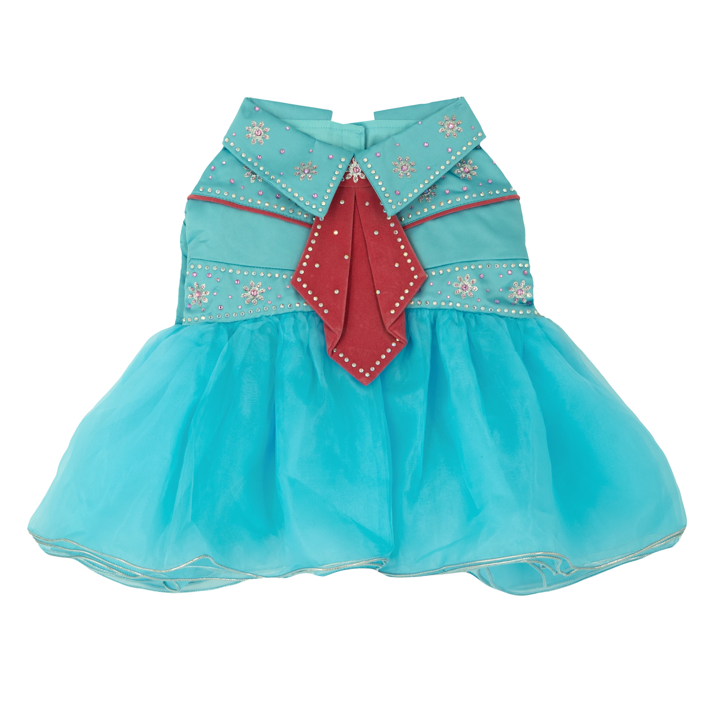 Doggy Parton, Dog and Cat Clothes, Western Rhinestone Tutu Pet Dress, Blue, XS