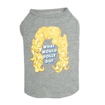 Doggy Parton, Dog and Cat Clothes, What Would Dolly Do Pet T-Shirt, Gray, XS
