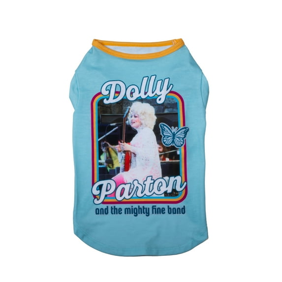 Doggy Parton, Dog Clothes, Dolly & The Band Dog or Cat T-Shirt, Blue, XS