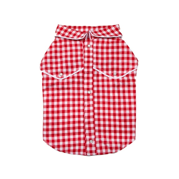 Doggy Parton, Dog Clothes, Gingham Western Dog Shirt, Red, L