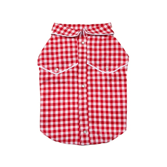 Doggy Parton, Dog Clothes, Gingham Western Dog Shirt, Red, L