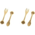 Doggy Paw Themed Bamboo Spoons and Forks Set for Kids Appetizer Fruit