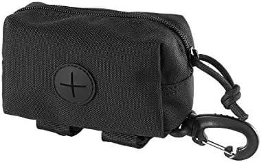 Doggy Poop Bag Holder Zipper Dog Waste Bag Pouch Leash Attachment for Walking Training Running Hiking Black