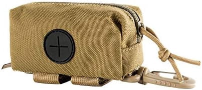 Doggy Poop Bag Holder Zipper Dog Waste Bag Pouch Leash Attachment for Walking Training Running Hiking Brown