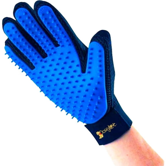 DoggyLove Pet Grooming Gloves - Pet Hair Remover Gloves - Cat Brushes Gloves Five Finger Design for Mess Free Shedding - Dog Bathing Gloves – Massage Grooming Mitts for Your Pets