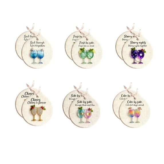 Doghiosgha 12 Pcs Wine Ornaments for Christmas Tree, Round Flat Hanging Pendants for Xmas Tree Wreath Gift‑Giving Holiday Decor, 3.15"