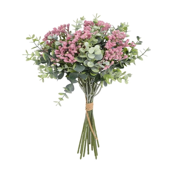 Doghiosgha 14 Pcs Artificial Eucalyptus Baby Breath Flowers, Fake Greenery Mixed Flower Bunches for Home Table Shelf Decor, 13.8 Inch, Pink