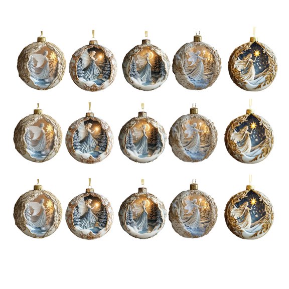 Doghiosgha 15 Pcs 2D Flat Acrylic Angel Christmas Ornaments, Angel Christmas Tree Decoration for Holiday Display, 3.1"