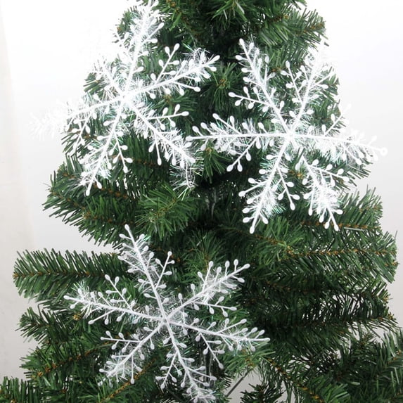 Doghiosgha 3 Pcs Plastic Snowflake Ornaments for Christmas Tree, Christmas Decorations Cutout Hanging Ornaments for Wreath Wall Decor, 4.33", B