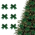 thumbnail image 1 of Doghiosgha 6 Pcs Glitter Mini Bows with Twist Tie, Small Ribbon Bow Ornaments, Gift Wrapping Bows, 3.5x3.9 Inch, Green, 1 of 8