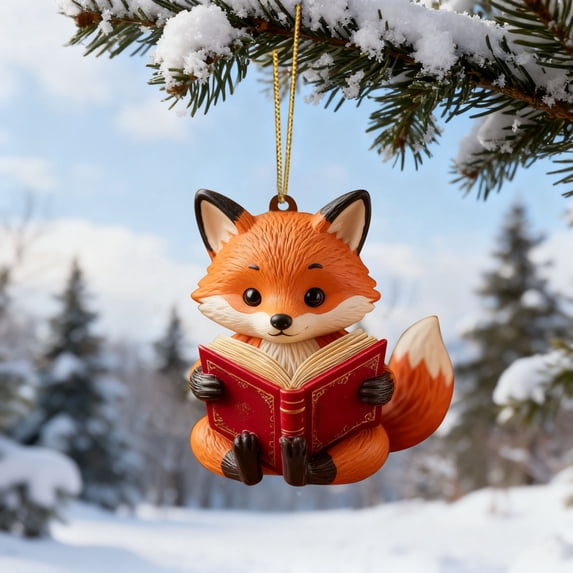 Doghiosgha Acrylic Christmas Tree Ornament Forest Animal Pendant for Xmas Tree Holiday Decor, 3.1", B