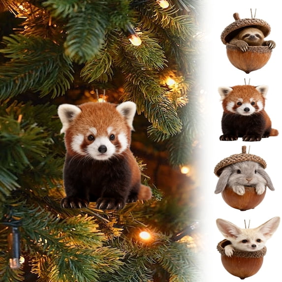Doghiosgha Acrylic Forest Animal Christmas Ornament for Xmas Tree Wreath Holiday Decor, 3.9", C