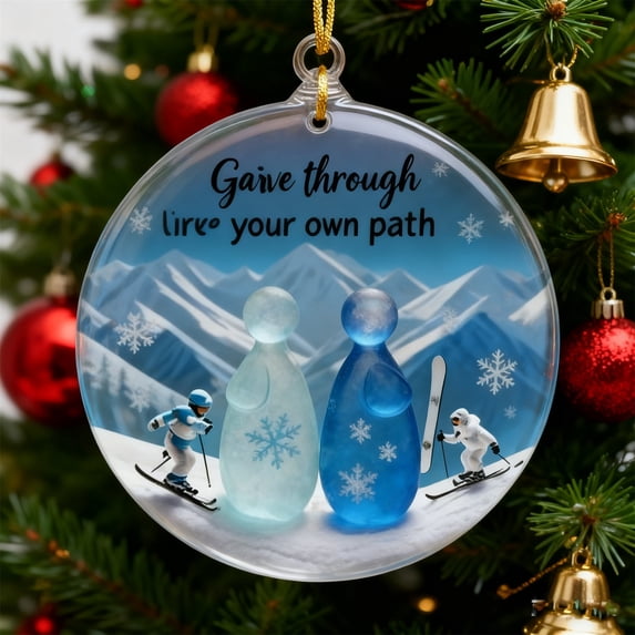 Doghiosgha Acrylic Ski Mountain Themed Christmas Christmas Decorations for Xmas Tree Holiday Decor, 3.15", D