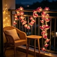 thumbnail image 1 of Doghiosgha Artificial Flower String Lights, Battery Operated, LED Floral Fairy Lights for Window Curtain Bedroom Party Home Wall Decor, 59 Inch, Purple, 1 of 6