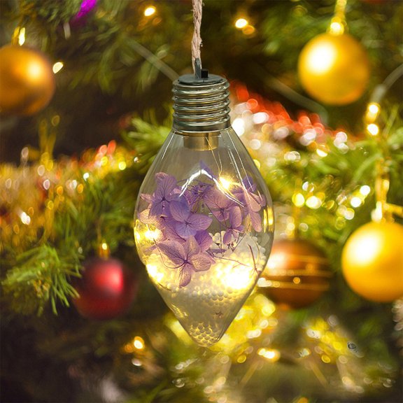 Doghiosgha Christmas Decorations - Teardrop Shaped Lighted Hanging Bauble, Battery Powered, Ornament for Xmas Tree Window Holiday Living Room, 2.5x5.1 Inch, Purple