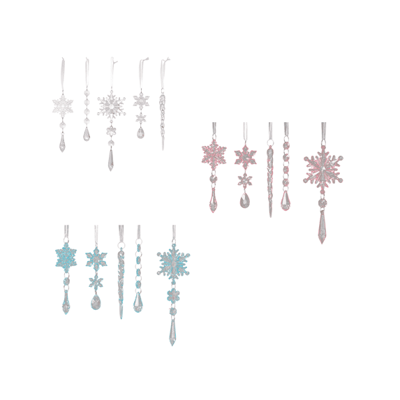 Doghiosgha Christmas Tree Decorations Acrylic Ornament Snowflake Icicle Hanging Ornament for Xmas Tree Wreath Window Decor