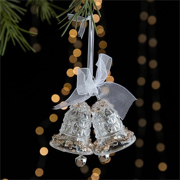 Doghiosgha Clear Glitter Plastic Christmas Decorations Sequined Holiday Hanging Ornament for Xmas Tree Party Home Decor, A