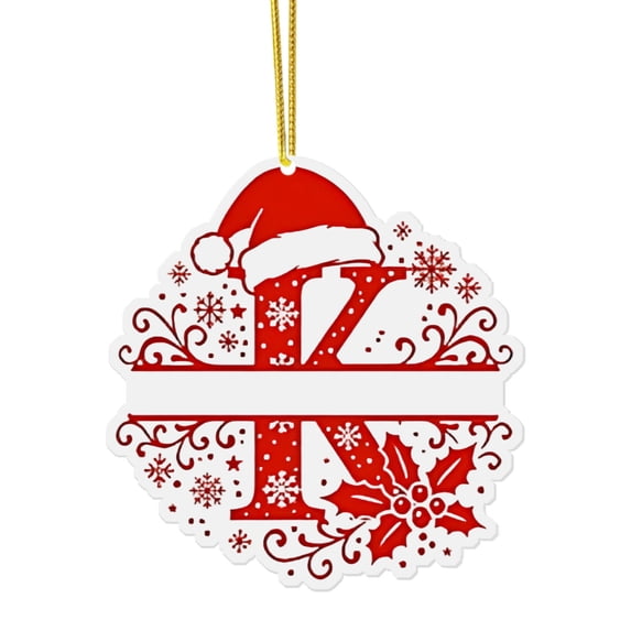 Doghiosgha Letter Acrylic Christmas Ornament, Red Letter & Snowflake Patterns Hanging Pendant for Xmas Tree, Wreath & Holiday Decor, 3.1", K