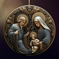 thumbnail image 1 of Doghiosgha Nativity Scene Christmas Ornament Round Flat Hanging Pendant Holy Family Decorations, 3.1", C, 1 of 9
