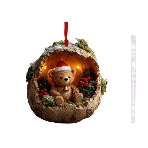 Doghiosgha Plastic 2D Flat Forest Animal Christmas Ornament for Xmas Tree Wreath Decor, 3.9", C