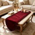 thumbnail image 1 of Doghiosgha Satin Ruffle Table Runner Wedding Bridal Shower Birthday Dinner Table Decor, 11.8x47.2 Inch, Red, 1 of 6