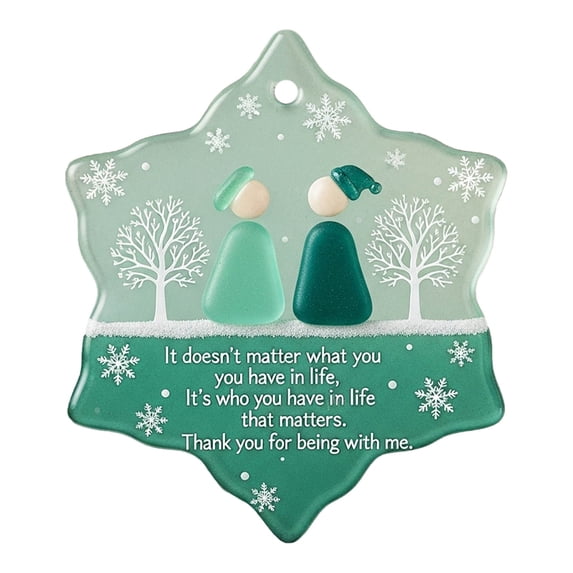 Doghiosgha Snowflake Shaped Printed Ornament, 2D Plastic Hanging Keepsake for Christmas Tree Rearview Mirror Holiday Decor, D