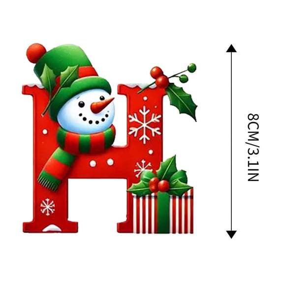 Doghiosgha Snowman Letter Christmas Ornament Flat‑Printed Alphabet Hanging Pendant Xmas Tree & Holiday Decor, 3.15", H
