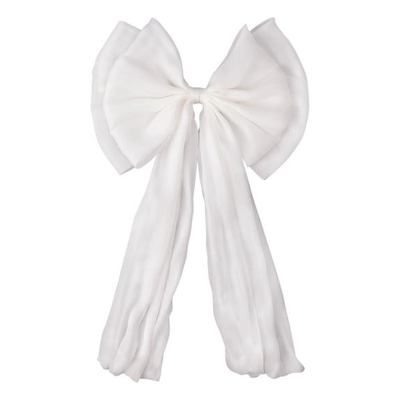 Doghiosgha Solid Color Large Decorative Bow, Long Christmas Bow for Wreath, Door, Wedding, Home Decor, 12x23.6 Inch, White