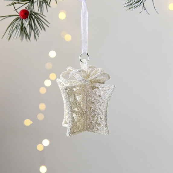 Doghiosgha White Glitter Christmas Ornament Lightweight Xmas Tree Pendant, C