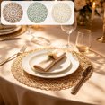 thumbnail image 1 of Doghiosgha Woven Round Placemat Hollow Table Mat Heat Resistant Placemat for Wedding Party Dinner Table Decor, 15 Inch, Beige, 1 of 6