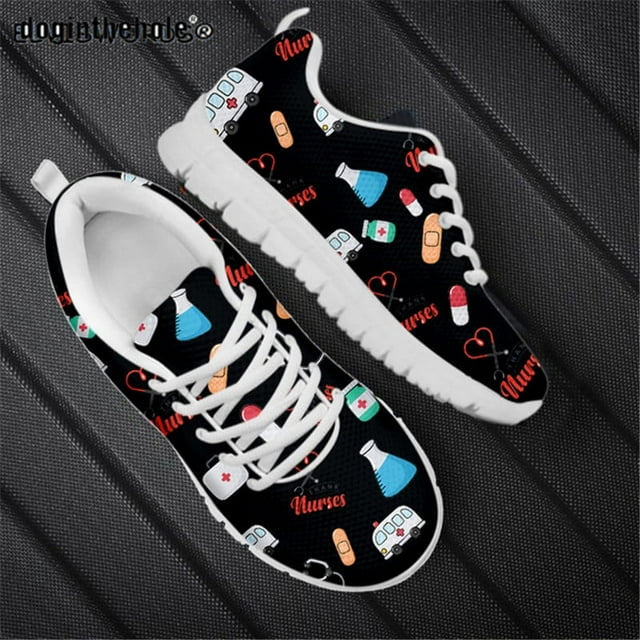 Doginthehole Women Sneaker Medical Rescue Print Breathable Running