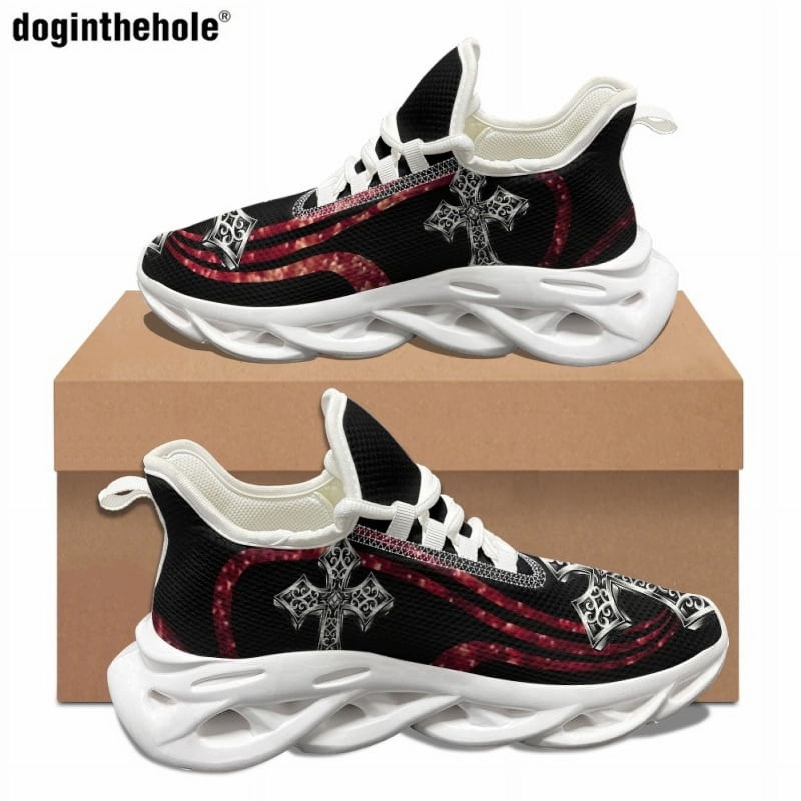 Doginthehole Women's Fashion Flat Shoes Easter Cross Design Casual