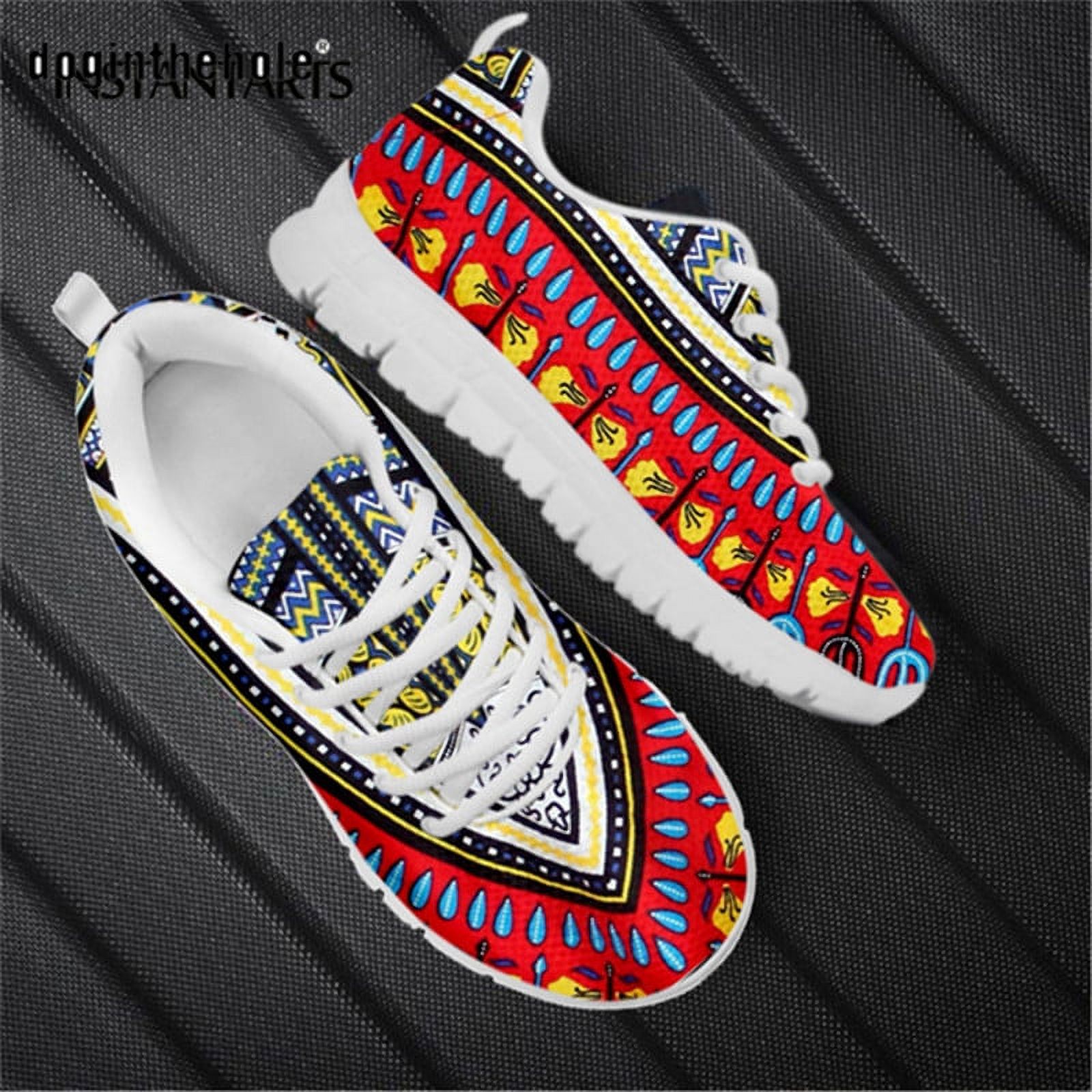 Indian Tribal Elephant Print Black Sneaker Shoes For Men Women main image 1