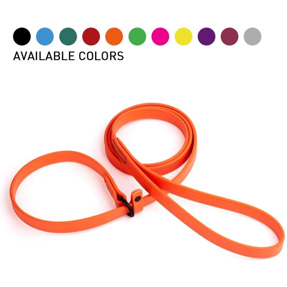 Dogline - Biothane Slip Dog Leash - for Small, Medium and Large Dogs - Odor Free Slip Lead, Heavy Duty and Durable Material Kennel Lead (Neon Orange: Width 3/8" | L: 60"(5ft))