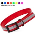 thumbnail image 1 of Dogline - Biothane Translucent Reflective Waterproof Dog Collar Strong Coated Nylon Webbing Black Hardware Odor- Proof High Performance Fits Small Medium Large Dogs (Red: L: 22" - 25" | Width 1"), 1 of 8