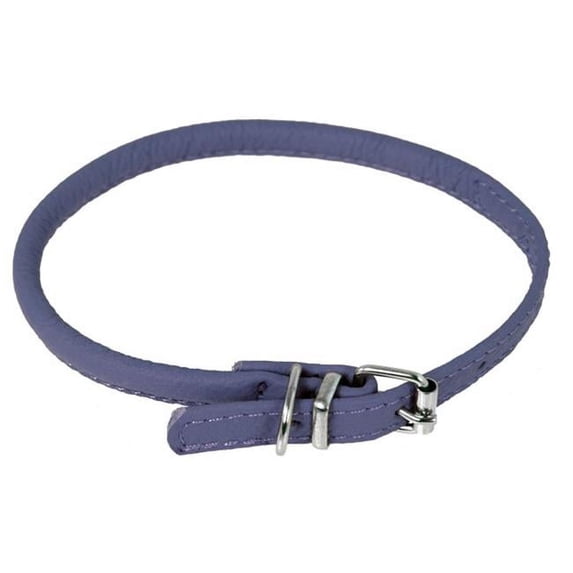 Dogline L1000-9 6-8 L x 14 W in. Round Leather Collar, Purple