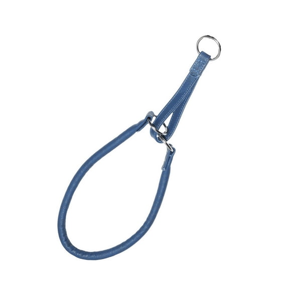 Dogline L1218-21 Round Leather Martingale Collar W1/3" - L18", Royal Blue