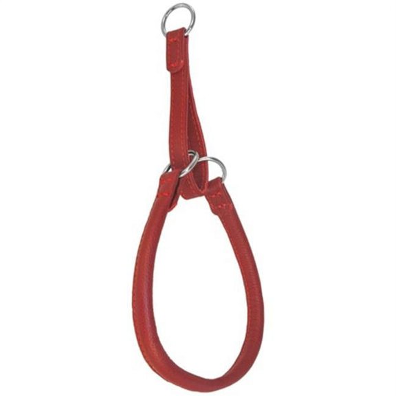 Dogline L1226-3 26 L x 0.5 W in. Round Leather Martingale Collar, Red