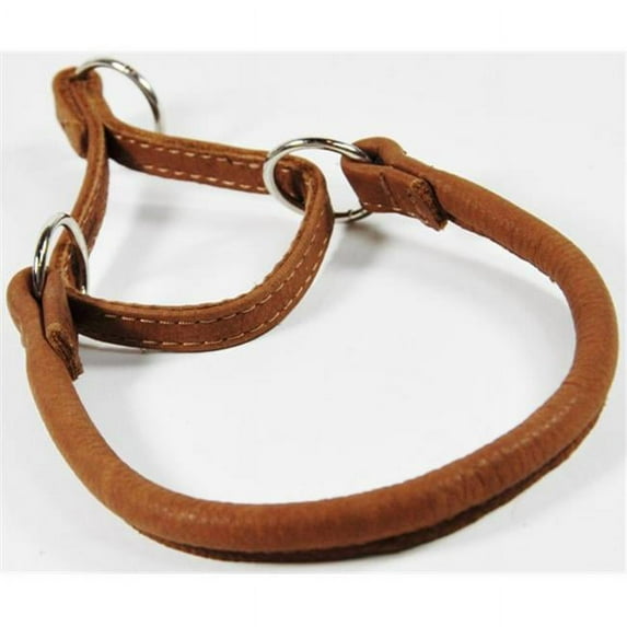 Dogline L1226-6 Round Leather Martingale Collar W1/2" - L26", Brown