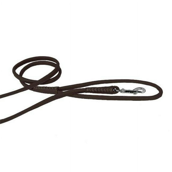 Dogline L2060-61 72 L x 0.25 W in. Round Leather Leash, Dark Brown
