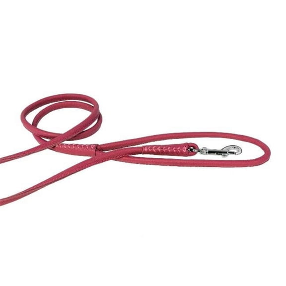 Dogline L2063-7 72 L x 0.5 W in. Round Leather Leash, Pink