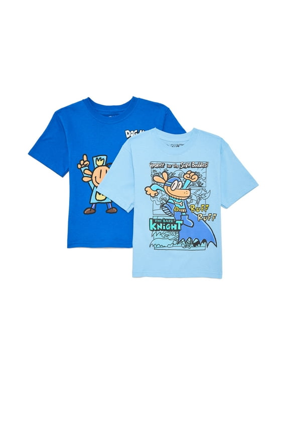Boys Cotton Graphic T-Shirts with Short Sleeves, 2-Pack, Sizes XS-2XL