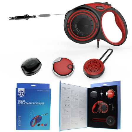 Dogness Retractable Leash Package - one Bluetooth Speaker, one LED Light, one Convenience Box, Good Gift Christmas, Holidays Parties (Bright Red, 4M)