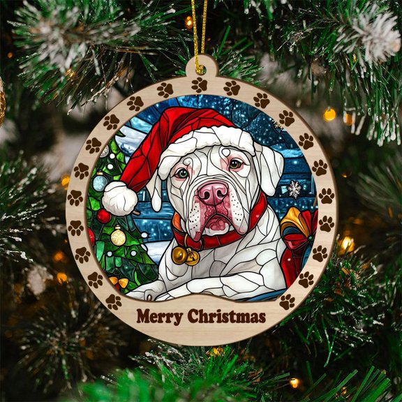 Dogo Argentino Christmas Dog Ornament, Dogo Argentino Dog Stained Glass, Dogo Argentino Dog Suncatcher Gift Christmas Tree Decor, Xmas Gifts
