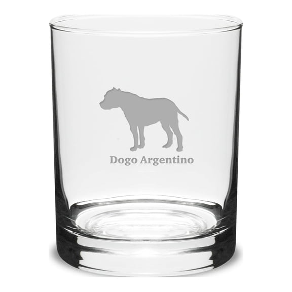 Dogo Argentino Deep Etched 14 oz Classic Double Old Fashion Glass