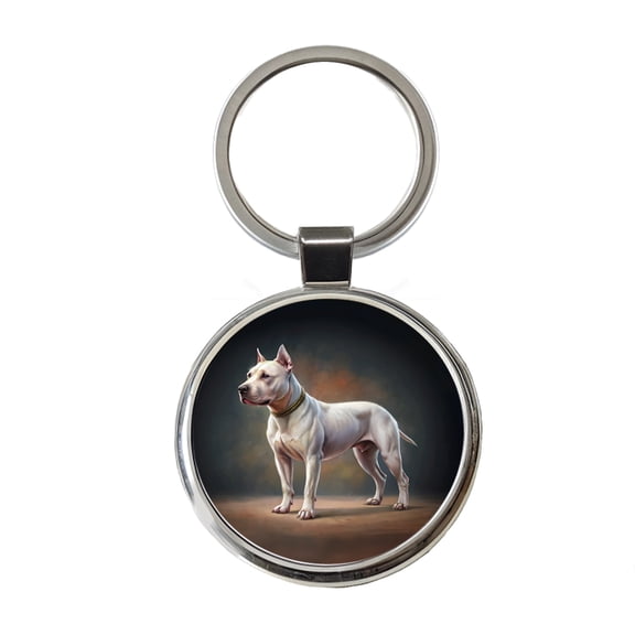 Dogo Argentino Dog Illustration Metal Round Keychain