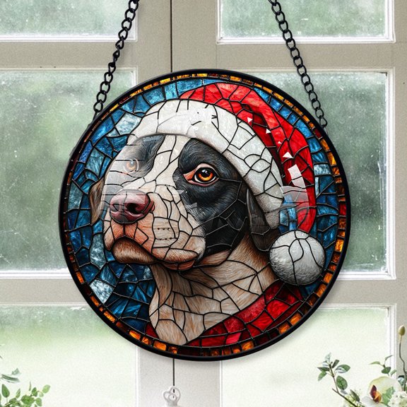 Dogo Argentino Dog Ornament Christmas 2025 - Dogo Argentino Dog Christmas Stained Glass SunCatcher for Window , Dog Christmas, Xmas Gifts, Christmas Keepsake